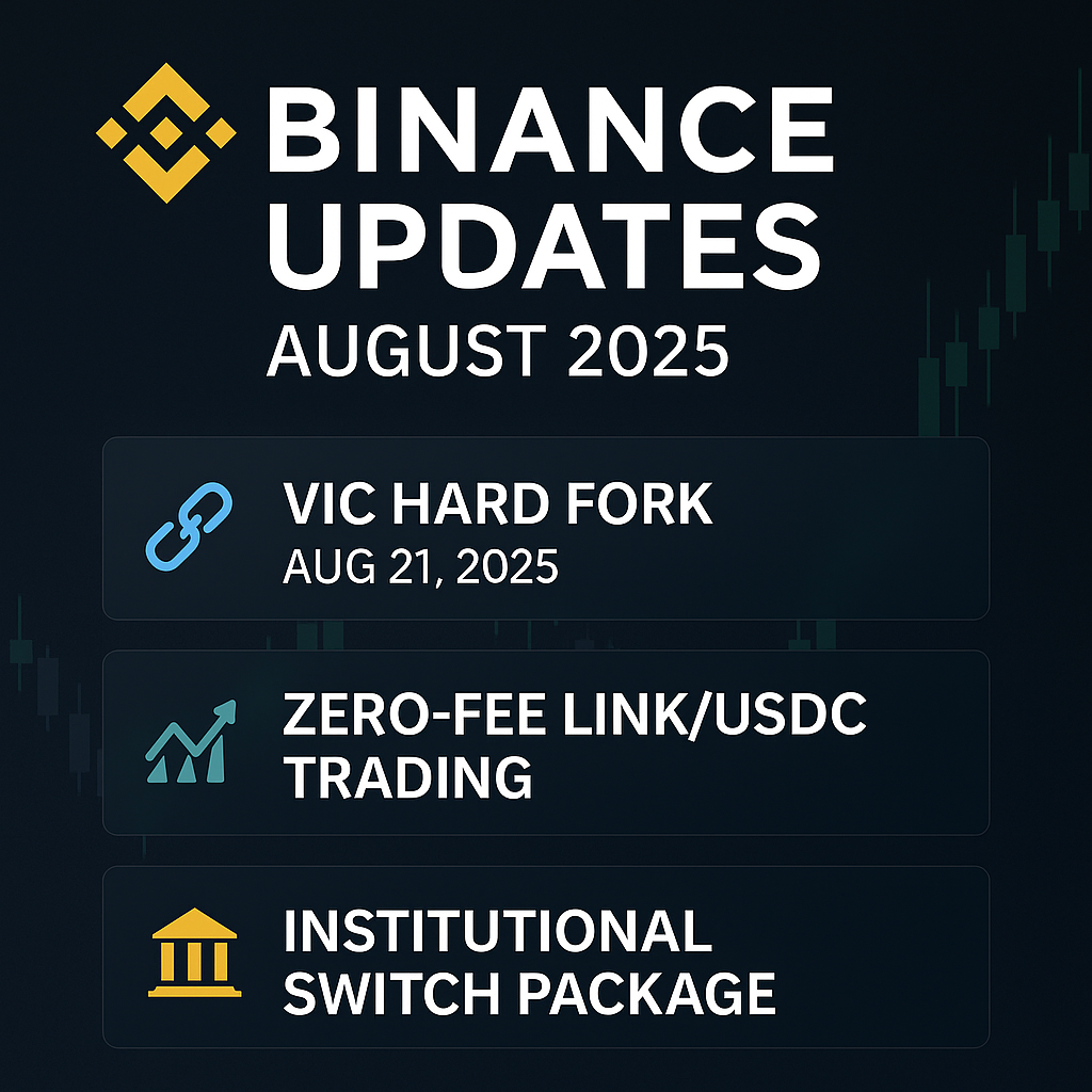 Binance Confirms VIC Hard Fork on Aug 21, 2025 and Launches Zero-Fee LINK Trading