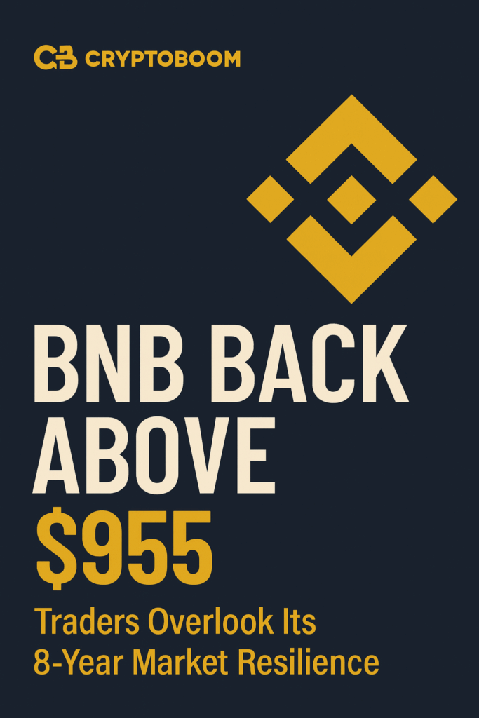 BNB Quietly Climbs Back Above $955 as Traders Overlook Its 8-Year Market Resilience