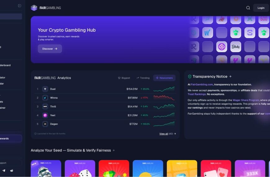 FairGambling Launches Crypto Casino Review and Analytics Platform With Provably Fair Tools and Extra Rewards